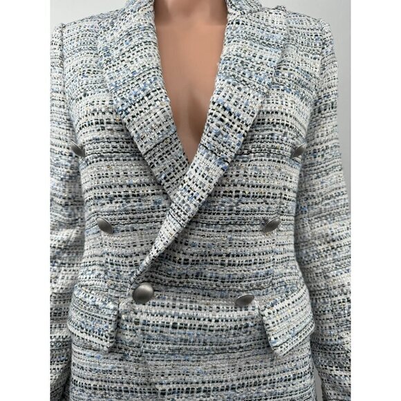 L'Agence Kenzie Tweed Plaid Silver Blazer NWOT - Picture 2 of 6